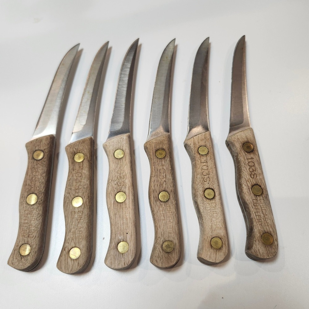 Chicago Cutlery Steak Knives Set of 6 Wood Handle 103S Vintage
